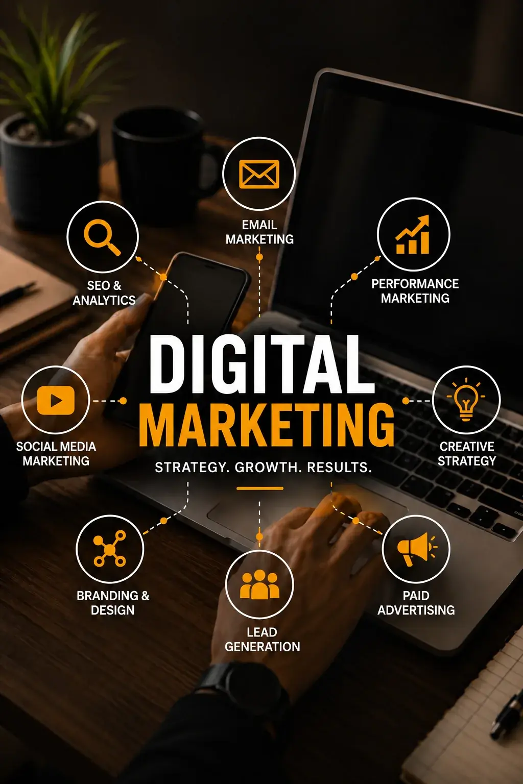 Illustration of brand strategy with a logo, colour palette and messaging blocks